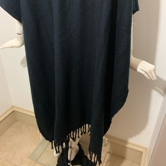 NWT Free People | navy on navy dark fringe cape - Picture 6 of 8